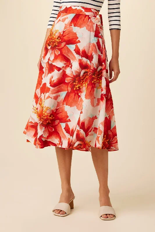 Blaze Washable Silk Wrap Skirt - Begonia