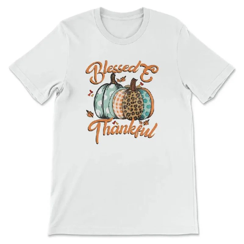 Blessed and Thankful Leopard Pumpkin T-shirt