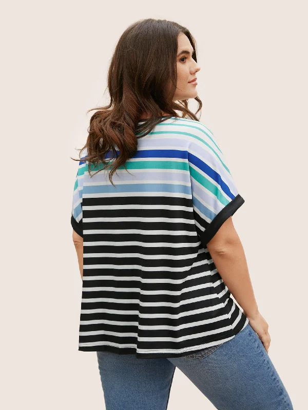 colored-striped-boat-neck-batwing-sleeve-t-shirt