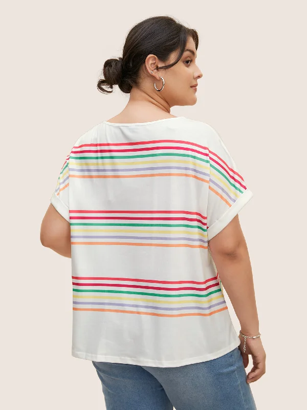 colored-striped-boat-neck-batwing-sleeve-t-shirt