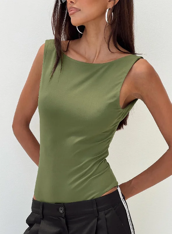 Coomba Backless Bodysuit Green