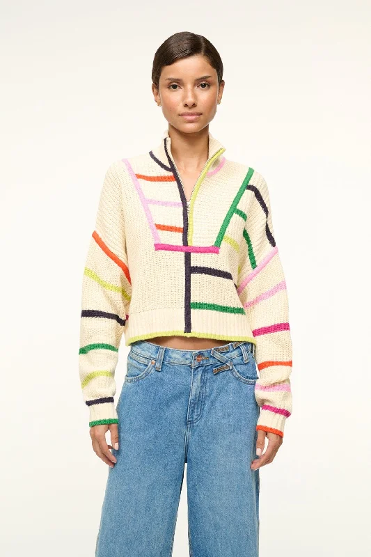 CROPPED HAMPTON SWEATER | CREAM RAINBOW MULTI