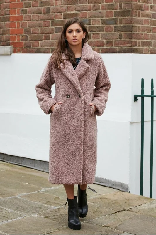 double-second-pink-longline-fur-teddy-coat