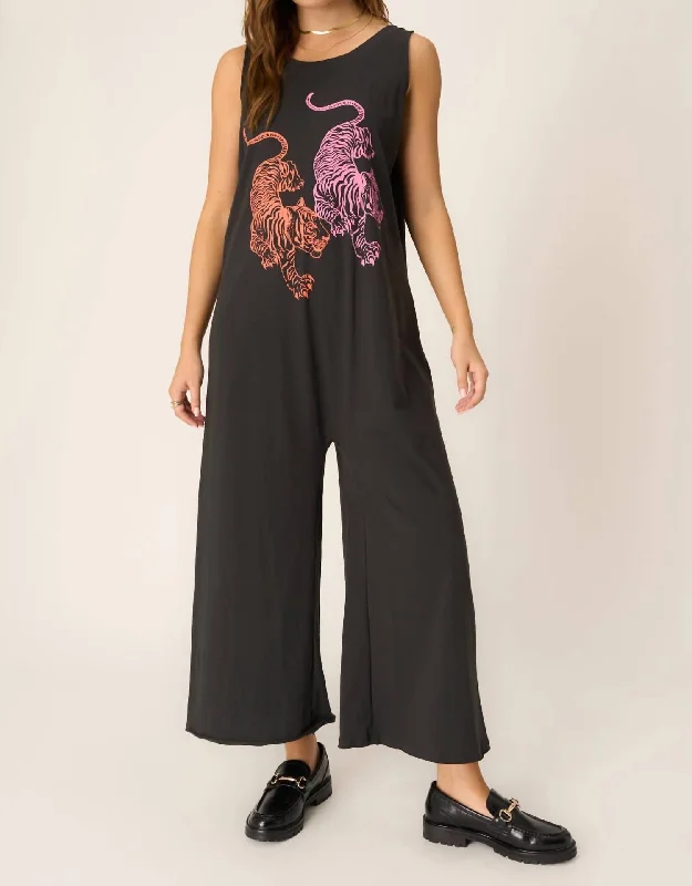 Double Tigers Jumpsuit In Washed Black