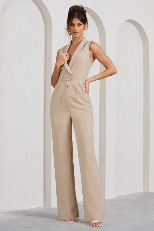 Endure | Tall Stone Tailored Sleeveless Wide-Leg Jumpsuit