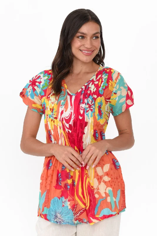 Fia Orange Bloom Cotton Top