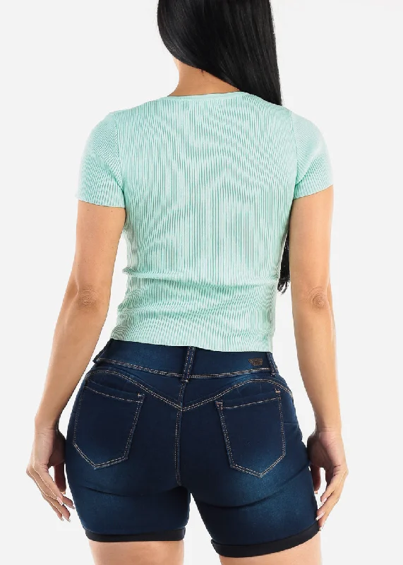 fitted-short-sleeve-ribbed-top-mint-t13902mint