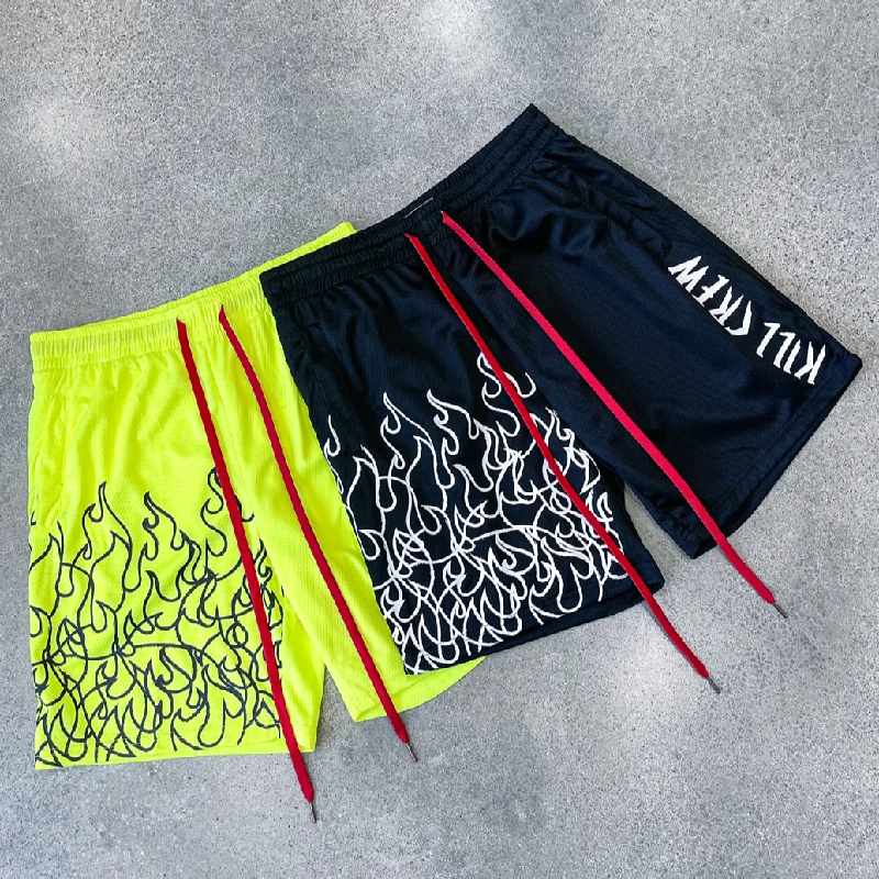 flame-regular-cut-shorts-neon