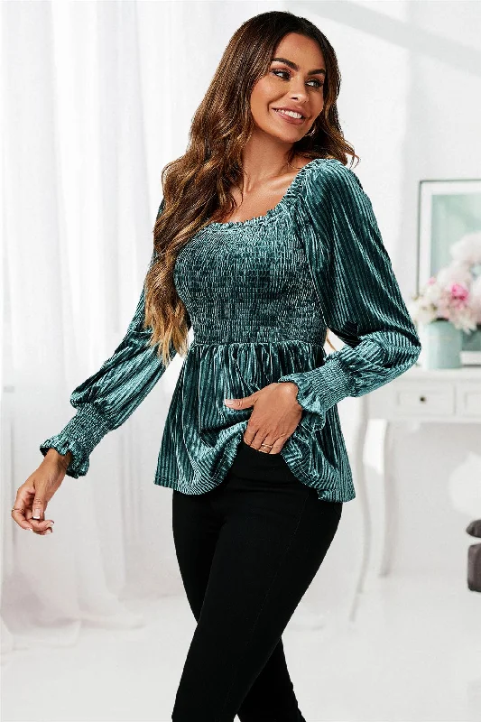 fs-collection-bardot-velvet-top-in-green