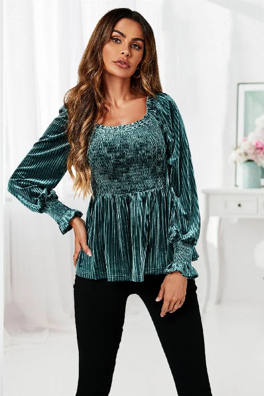 fs-collection-bardot-velvet-top-in-green