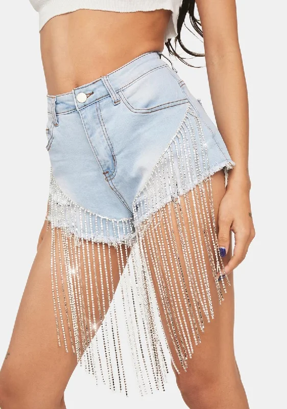 Gimme The Glitz Rhinestone Denim Shorts