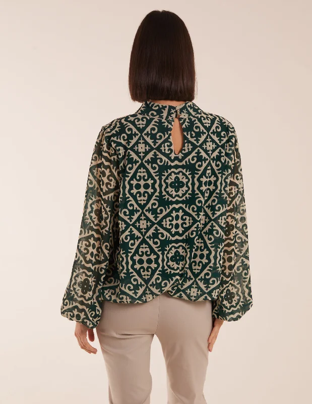 green-high-neck-baroque-blouse