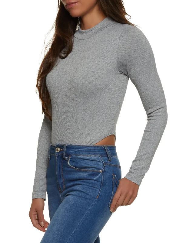 Ribbed Mock Neck High Cut Seamless Bodysuit