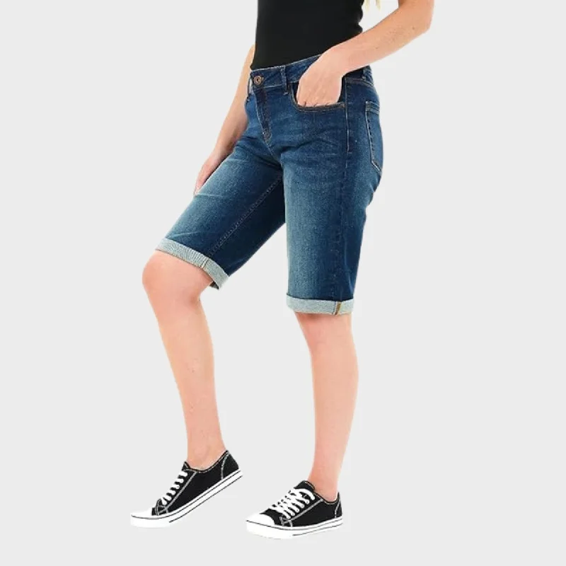 indigo-knee-length-denim-shorts