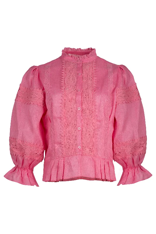 In Lace You Didnt Know Pink Cotton Poplin Shirt