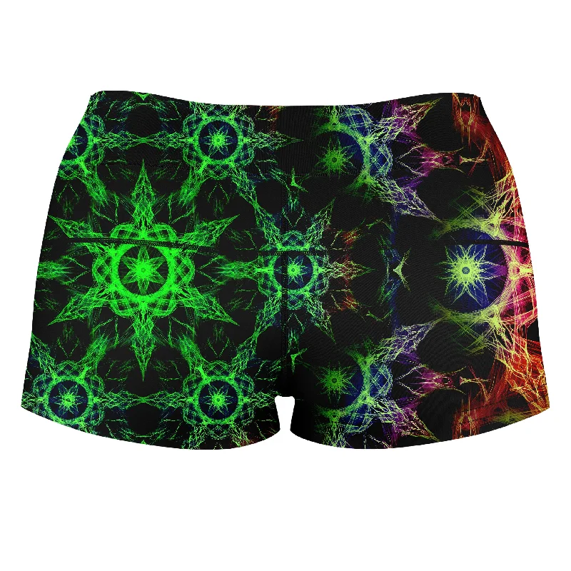 kaleidoscope-jungle-high-waisted-womens-shorts