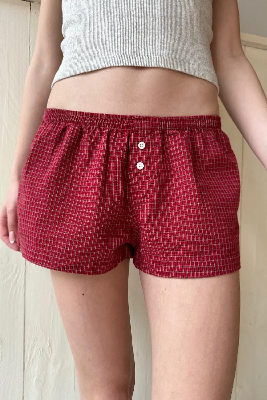 Kiera Red Plaid Sweatshorts