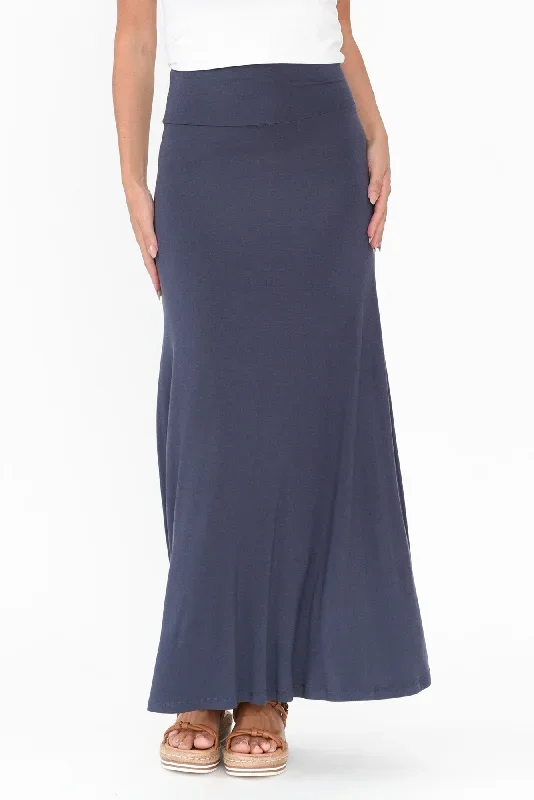 Lana Deep Blue Bamboo Maxi Skirt