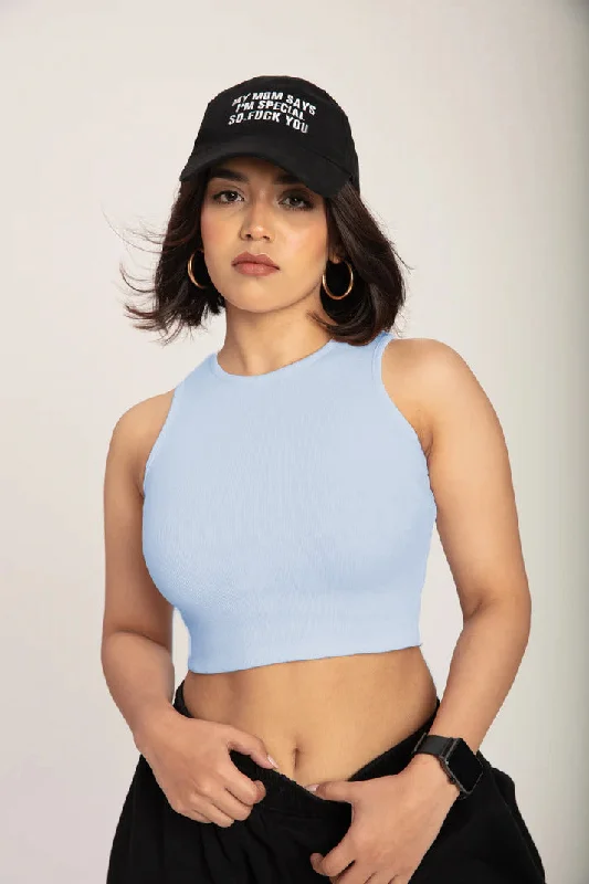 Light Blue Rib Racer Vest Top