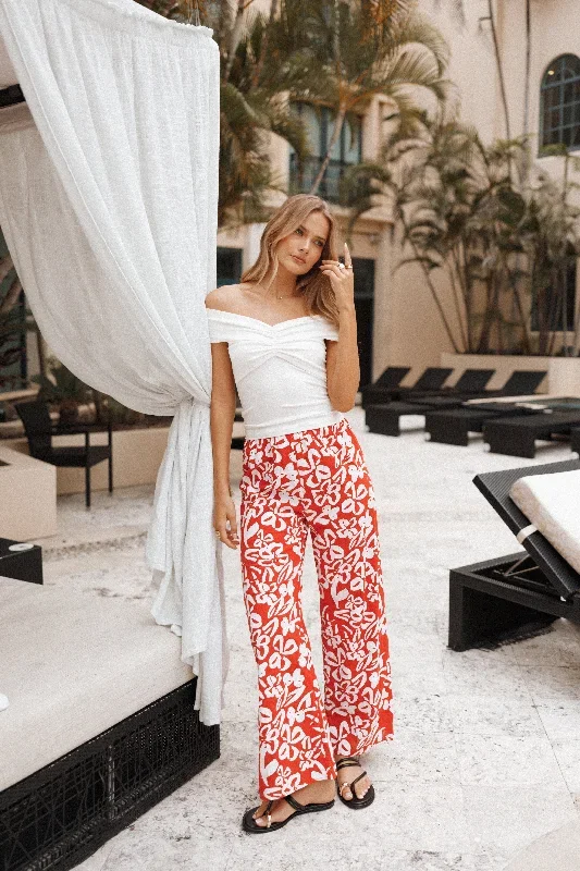 Luna Pants - Red Floral