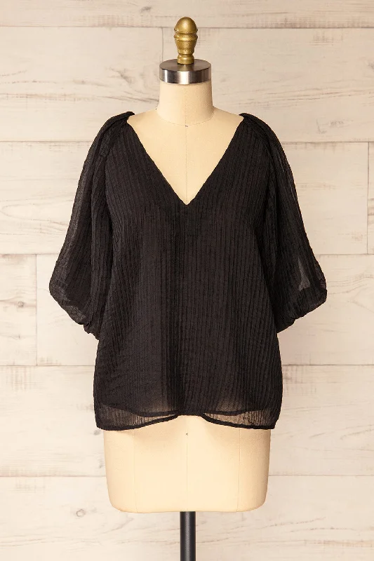 Manama | Black Puff Sleeve Blouse