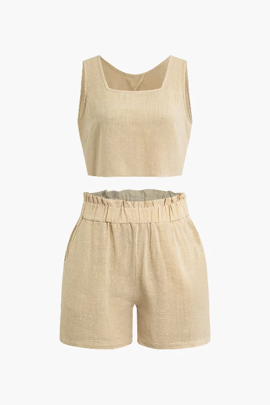 Linen Tank Top and Shorts Set