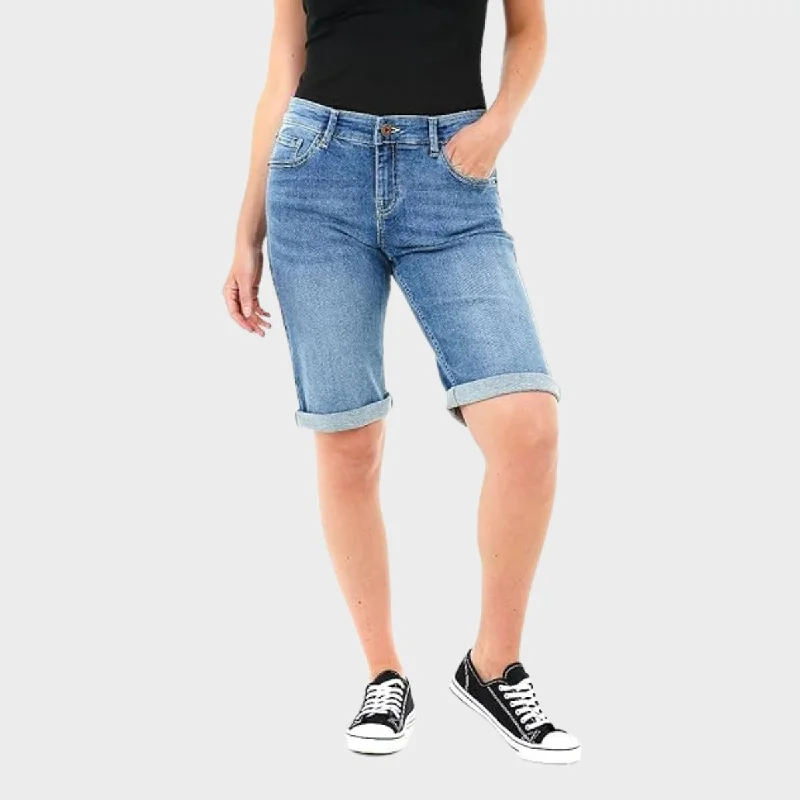 Mid Blue Knee Length Denim Shorts