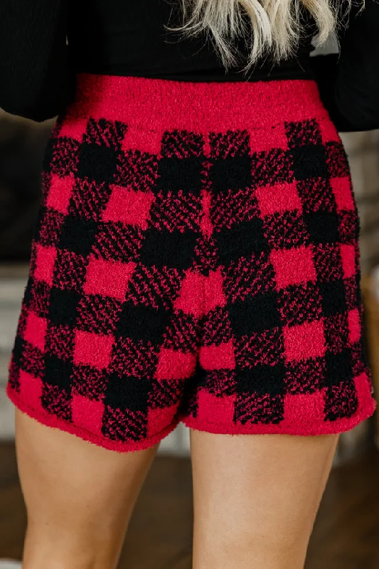 most-wonderful-time-fuzzy-red-and-black-plaid-lounge-shorts