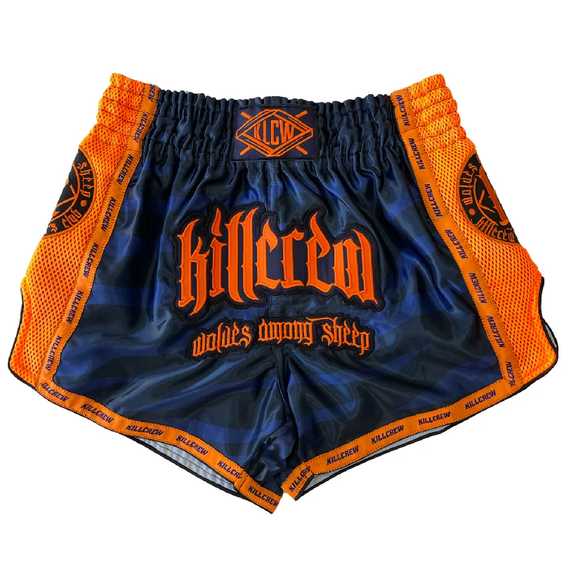 MUAY THAI FIGHT SHORTS -  TIGER ORANGE / BLUE