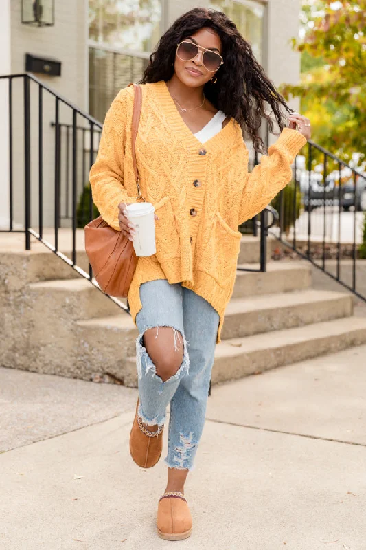 mustard-cable-knit-cardigan