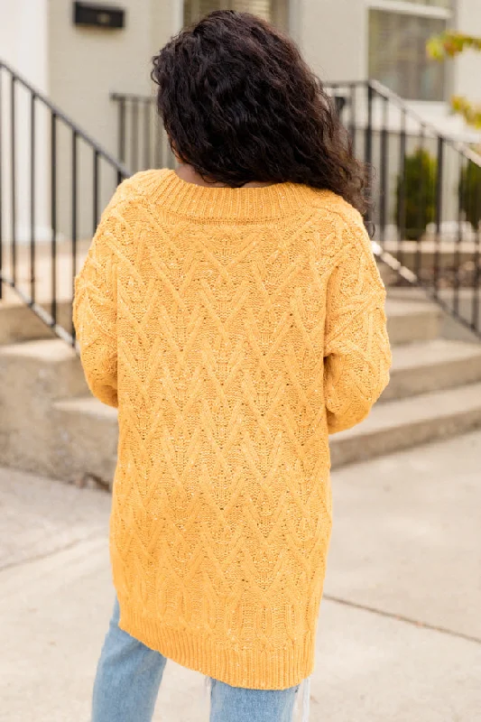 mustard-cable-knit-cardigan