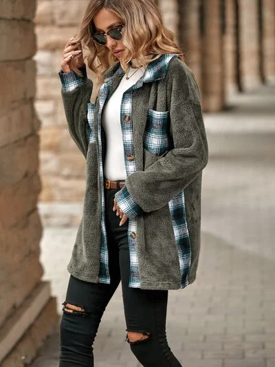 plaid-contrast-dropped-shoulder-coat