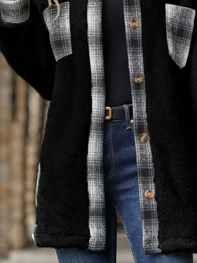 plaid-contrast-dropped-shoulder-coat