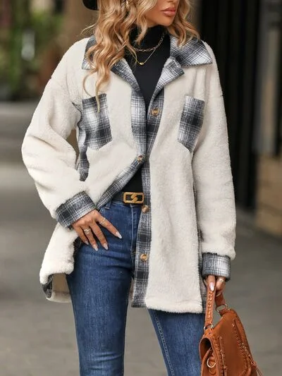 plaid-contrast-dropped-shoulder-coat