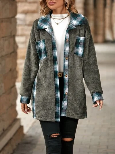 plaid-contrast-dropped-shoulder-coat