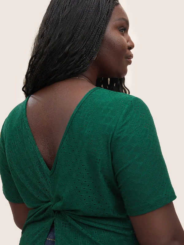 plain-textured-twist-back-t-shirt