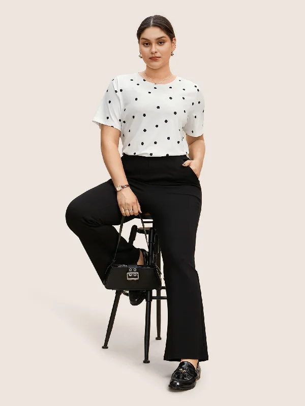 round-neck-polka-dot-contrast-t-shirt