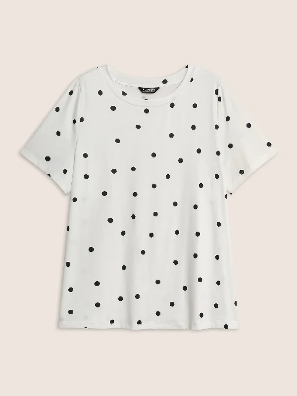 round-neck-polka-dot-contrast-t-shirt