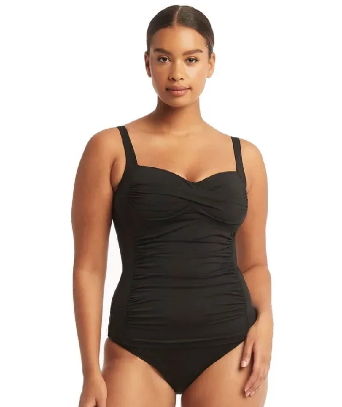 Sea Level Eco Essentials Twist Front A-DD Cup Singlet Top - Black