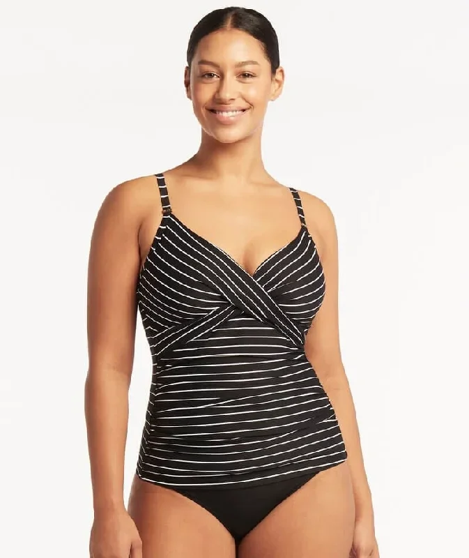 Sea Level Shoreline Twist Front DD-E Cup Singlet Top - Black