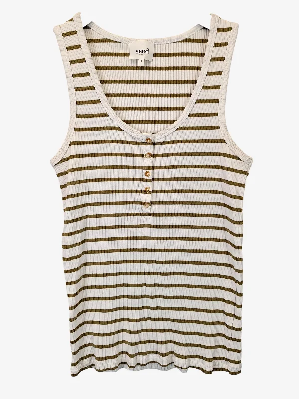 Seed Everyday Olive Stripe Tank Top Size S