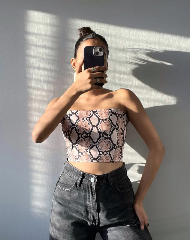 Sexy Snake Print Corset Tube Top