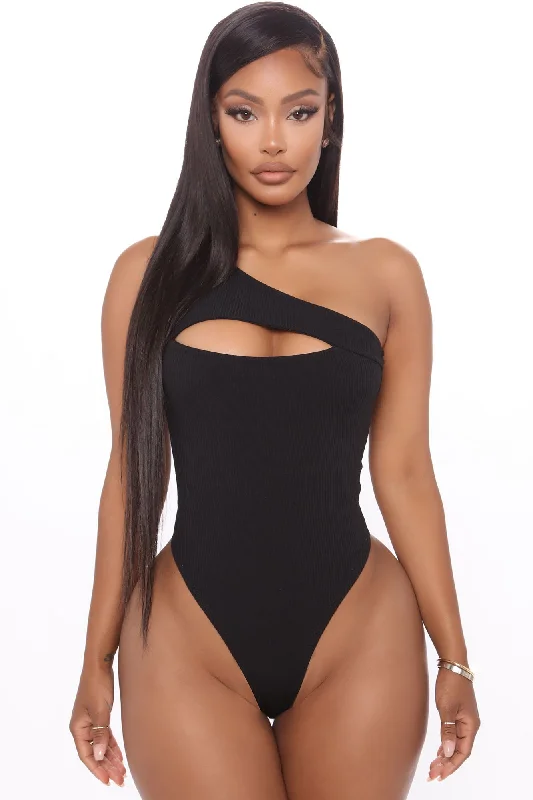 She's Cutting Edge One Shoulder Bodysuit - Black