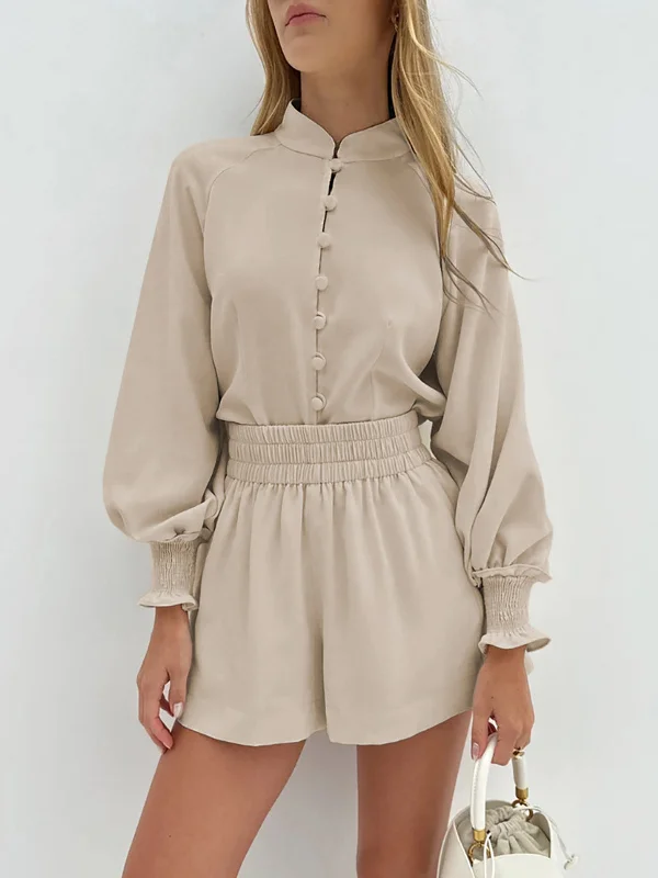 Shirred Button Short Set