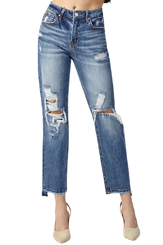 Straight Leg High Rise Jean In Dark Wash