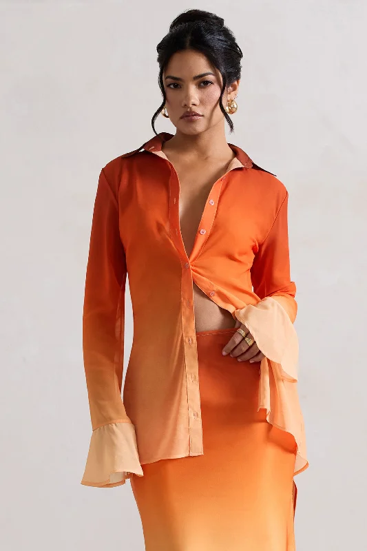 Tahiti | Orange Ombre Flared-Sleeve Shirt