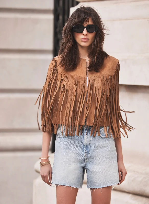 Tan Suede Fringed Waistcoat