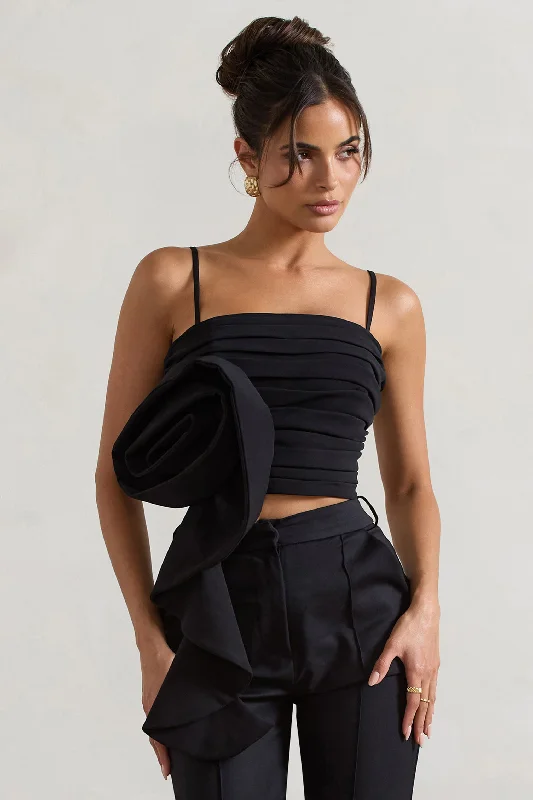 whirlwind-black-strappy-top-with-oversized-ruffle-detail-cl134740002