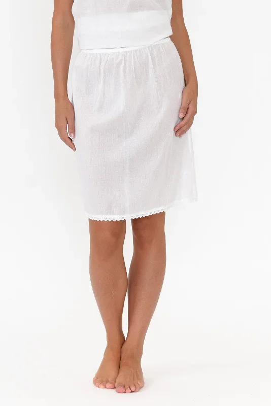 White Cotton Slip Skirt